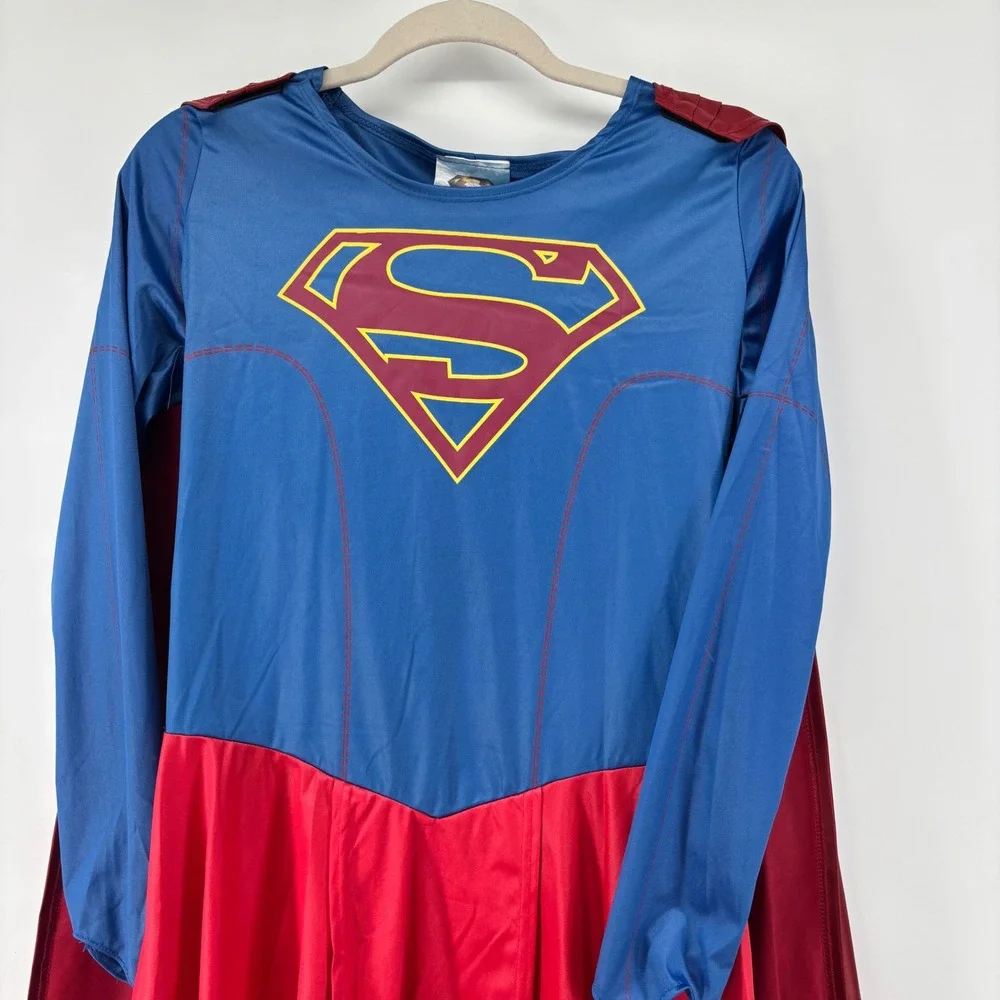 Rubies Supergirl Costume Dress with Detachable Cape Kids Medium Blue Red DC